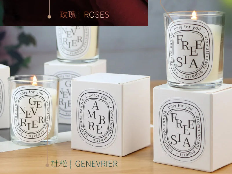 Clear scented candle companion gift return gift fragrance European style romantic candle lamp table incense handmade soy wax
