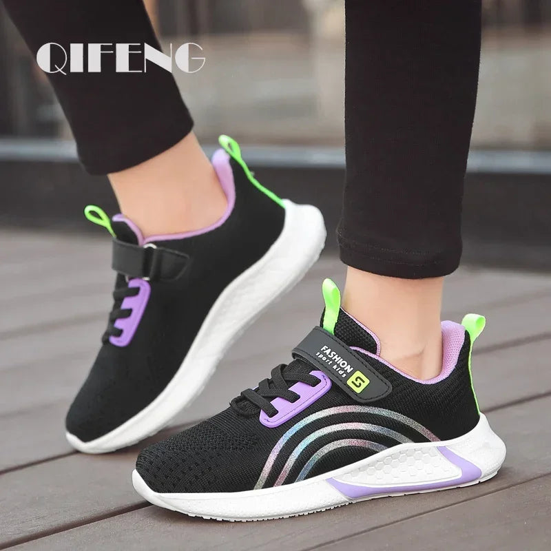 Cute Girls Casual Shoes White Mesh Sneakers Student Kids Summer Sock Footwear Fashion Children Sport Shoes Tenis Running Autumn