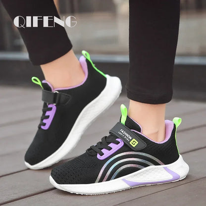 Scarpe casual da bambina, sneaker bianche in mesh, calzature estive da scuola a calzino, scarpe sportive alla moda per ragazze, scarpe da corsa autunnali