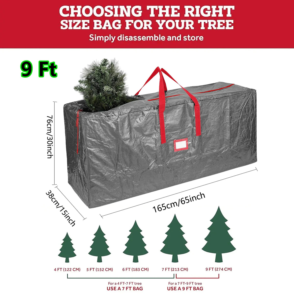 Christmas Tree Storage Bag – Fits Up to 9 ft Artificial Trees, with Handles