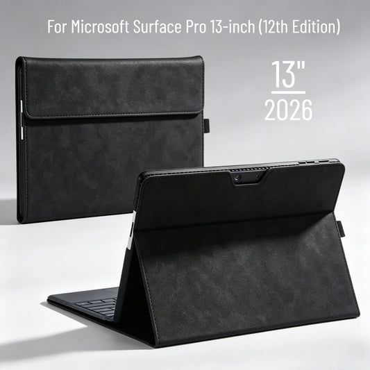 Folio Case for Microsoft Surface Pro 13-inch (12th Edition) 2026 Multi-Angle Stand PU Leather Protective Cover with Pen Holder