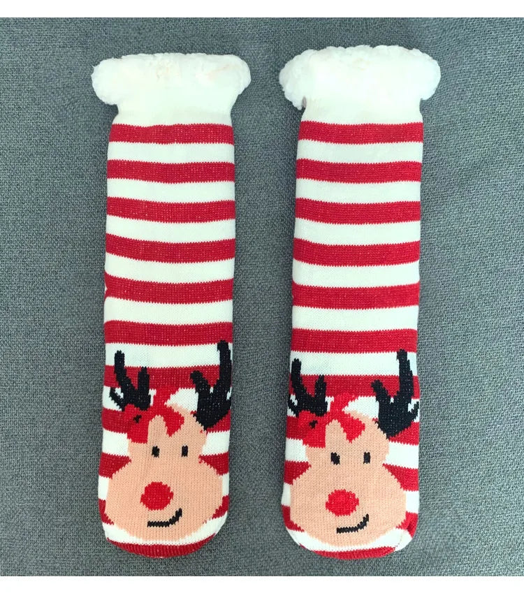 Christmas Fuzzy Socks Womens Winter Thermal Warm Floor Sock Soft Female Home Indoor Gifts Non Slip Grip Slipper Sock Fluffy