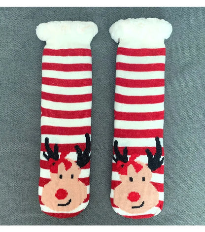 Weihnachten Plüschsocken Damen Winter Thermosocken Warme Bodensocken Weiche weibliche Haussocken Indoor Geschenke Rutschfeste Griffsocken Flauschig