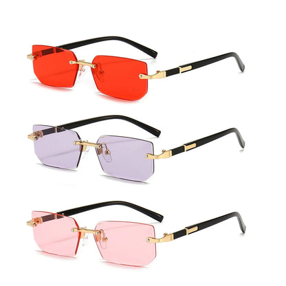 Rimless Rectangle Sunglasses | Trendy Small Square Summer Shades