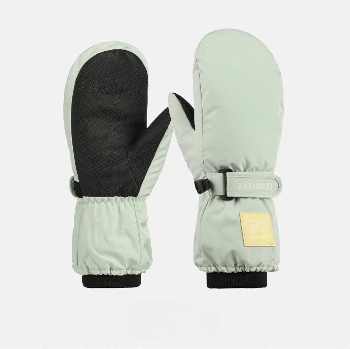 Kids' 5-Finger Ski Gloves with Hook-and-Loop Strap – Ages 6–12