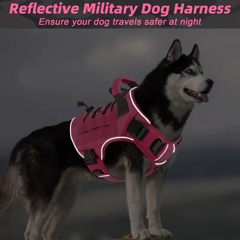 Adjustable No-Pull Tactical Dog Harness with Handle for Large Dogs - Reflective  Vest for Labrador Retriever, Siberian H