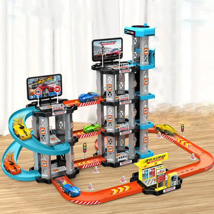 Race Track Car Ramp Toy – Gliding Rail Racing Set for Toddlers