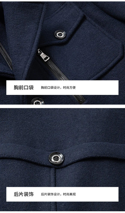 Abrigo largo de poliéster para hombre Rindu con cuello desmontable