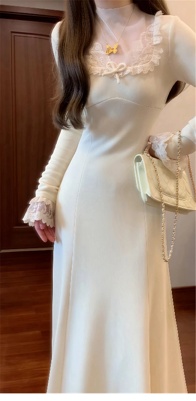 Women's Beige Knee-Length Button-Detail Dress