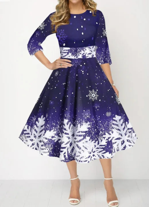 Women's Printed Half-Sleeve A-Line Mini Dress