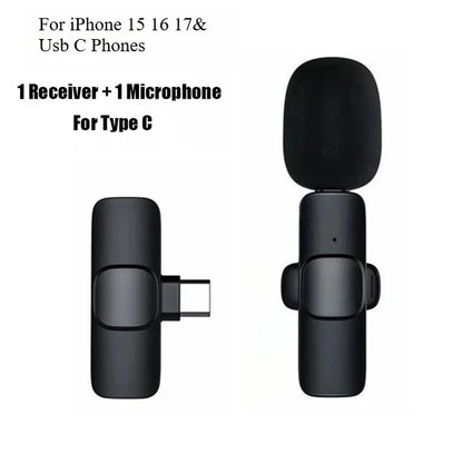 Micrófono Lavalier inalámbrico para iPhone y teléfonos con USB-C – 1 o 2 micrófonos