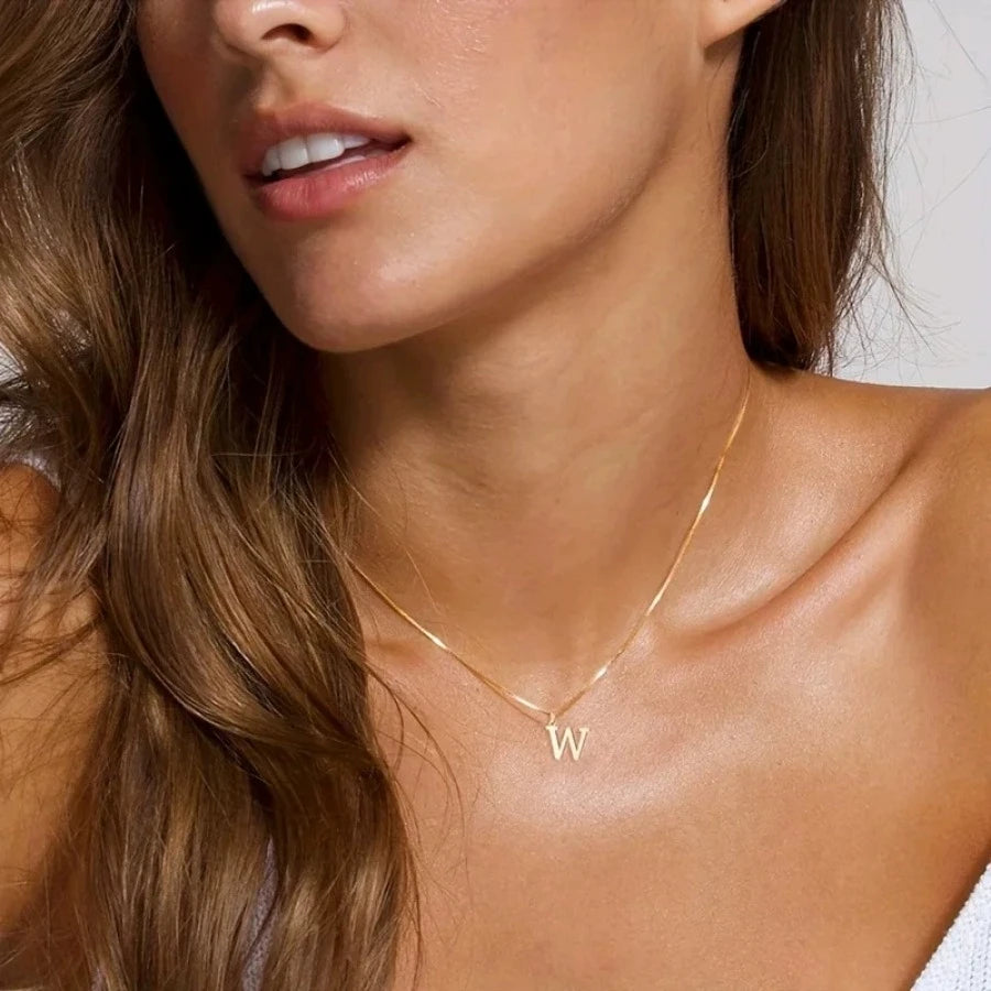 Initial Letter Necklace – Gold-Tone Stainless Steel A–Z Pendant