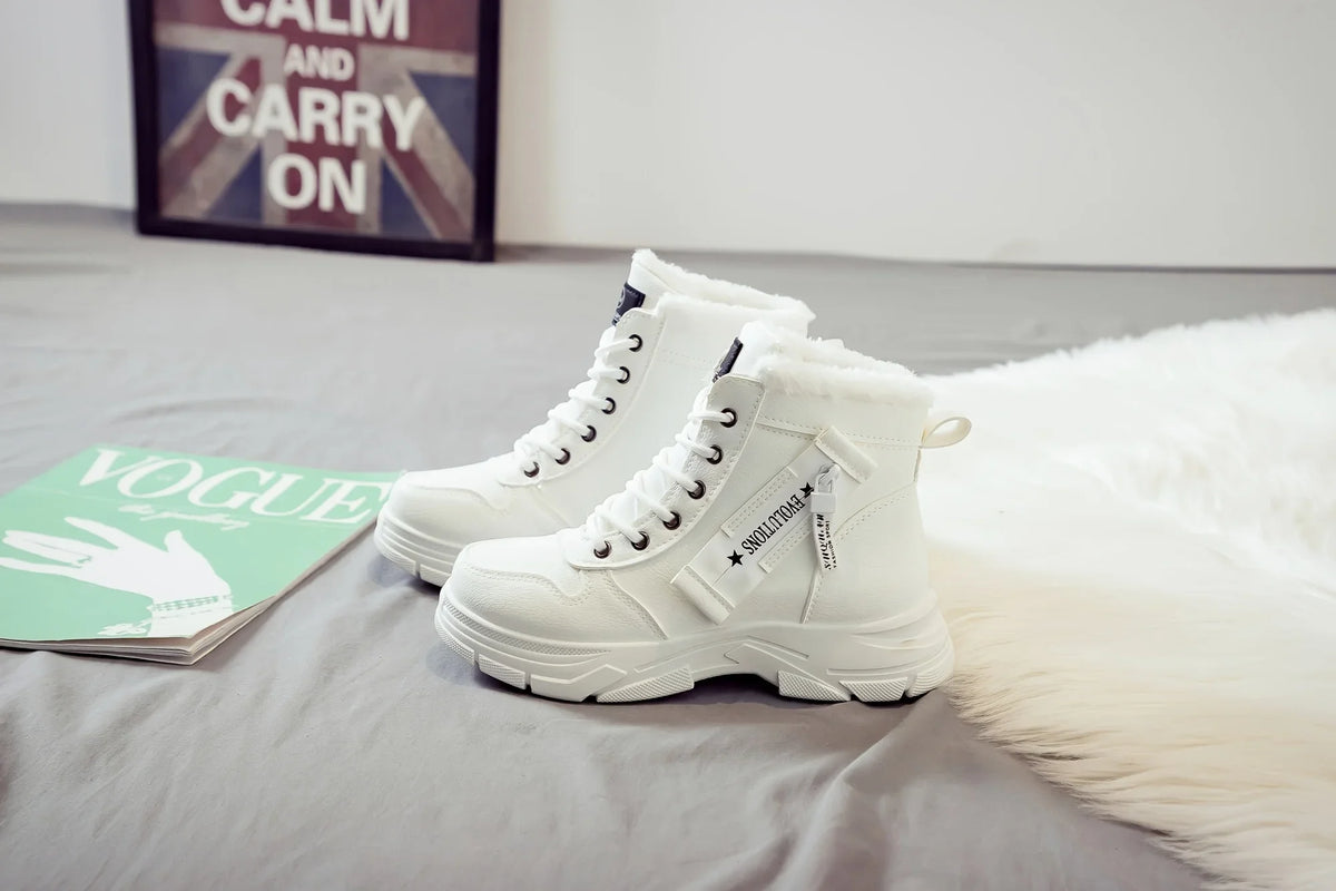 Winter Women Snow Boots Anti‑Slip Warm Fur Lined Martin Boots Casual Ankle Booties Fashion Outdoor Daily Wear Shoes