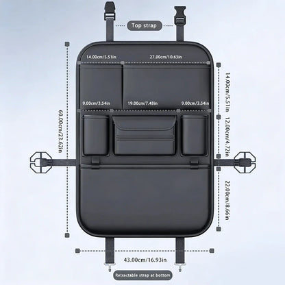 Car Seat Back Organizer & Kick Mat – 6-Pocket Backseat Storage