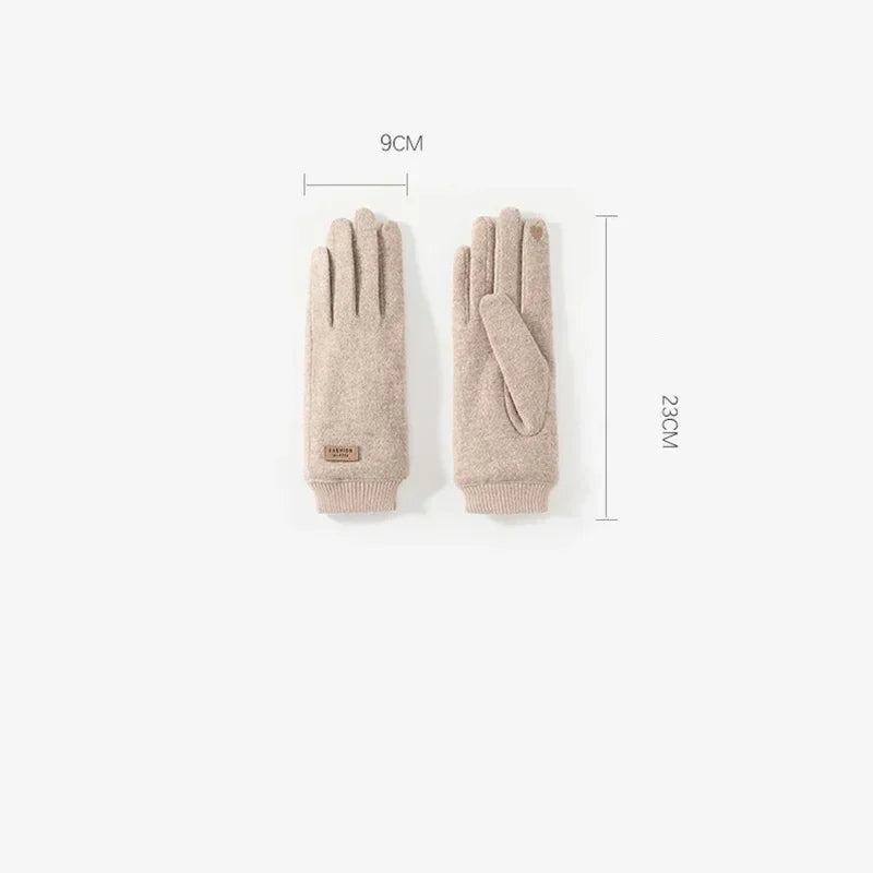 Women's Knit-Cuff Plush Touchscreen Gloves