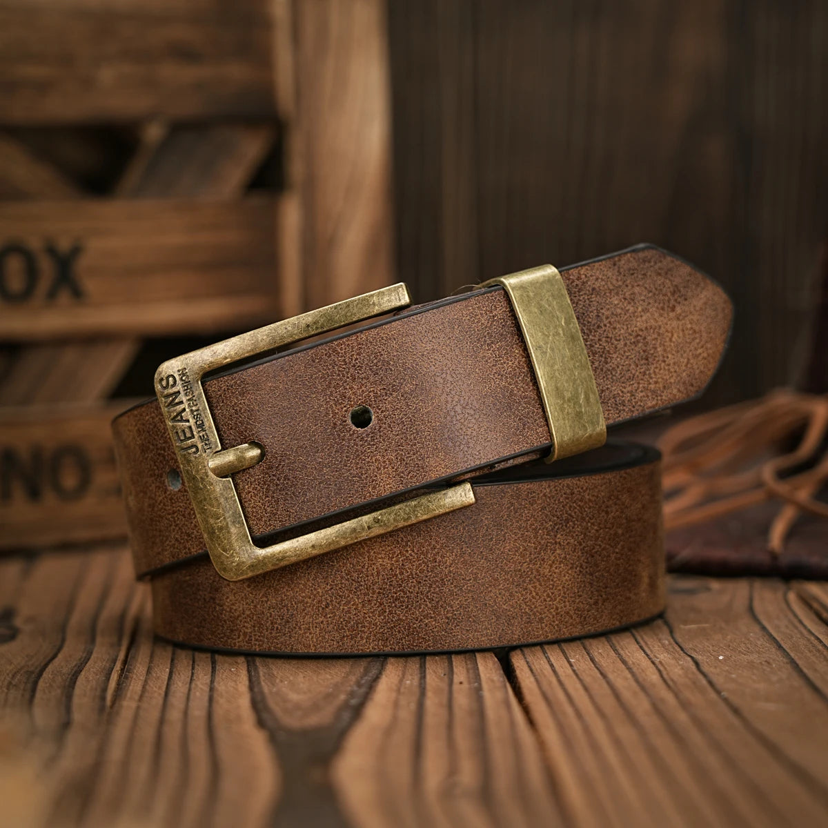 Western Retro Belt – Faux Leather with Metal Buckle, Unisex
