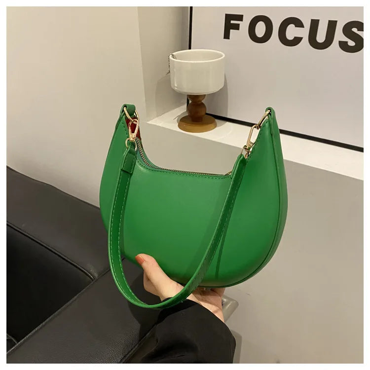 Women's Crescent Moon Shoulder Bag – Soft Vegan Leather Handbag