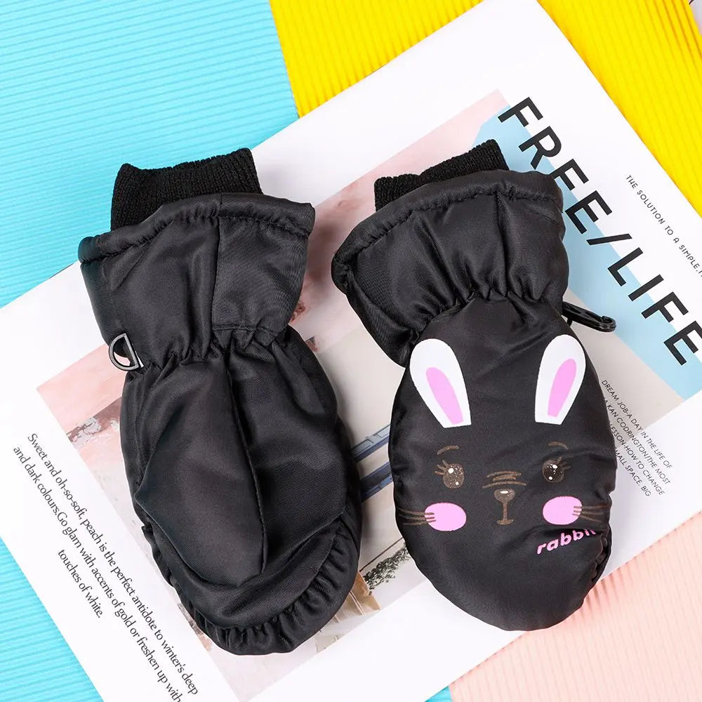 Kids' Bunny Snow Mittens – Velvet-Lined Toddler Ski Mittens