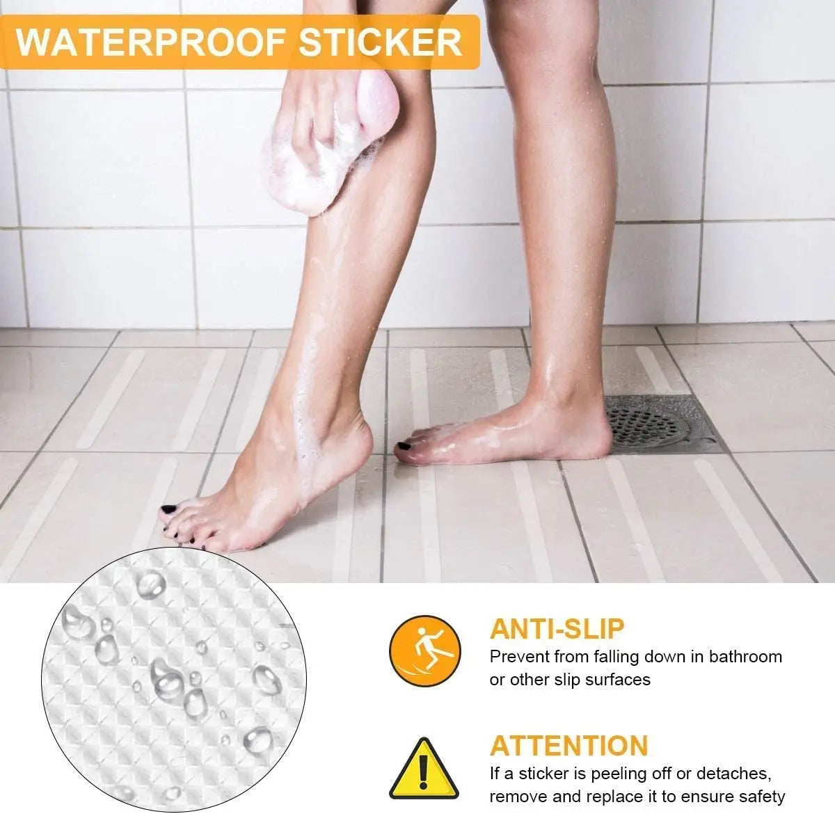Non-Slip Bath & Shower Stickers with Scraper, 24-Piece Set
