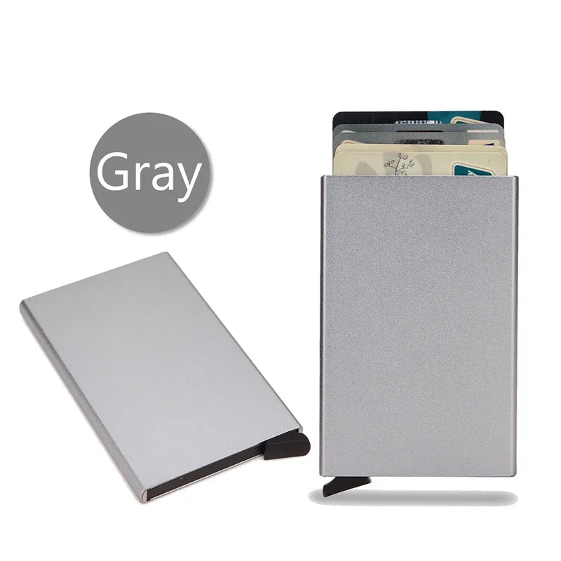 Slim Metal RFID Card Holder – Pop-Up Minimalist Wallet for Men & Women