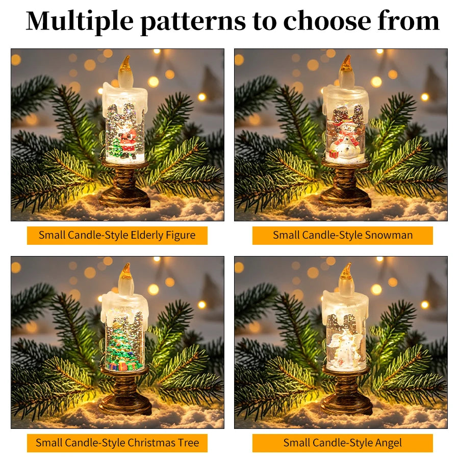 LED Candles Lights Christmas Lights Flameless Christmas Snow Globe Candle Light Home Decorative Candles Christmas Decorations