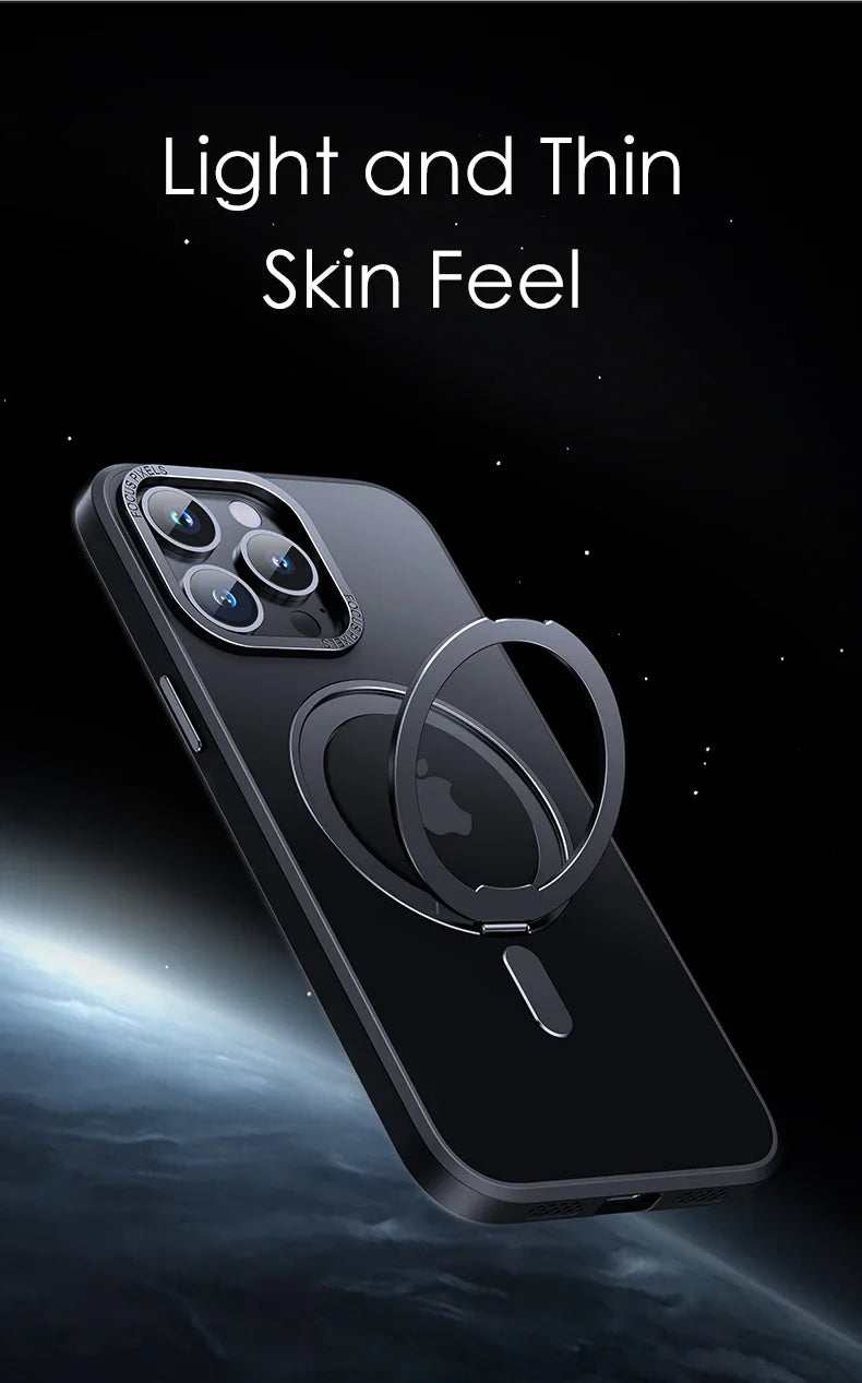 Magnetic iPhone Case with 360° Rotating Ring Stand