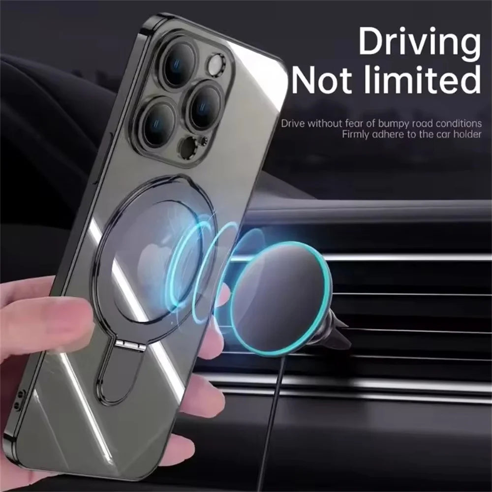 Clear Magnetic iPhone Case with Ring Stand