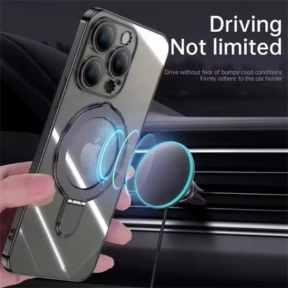 Custodia magnetica trasparente per iPhone con anello supporto