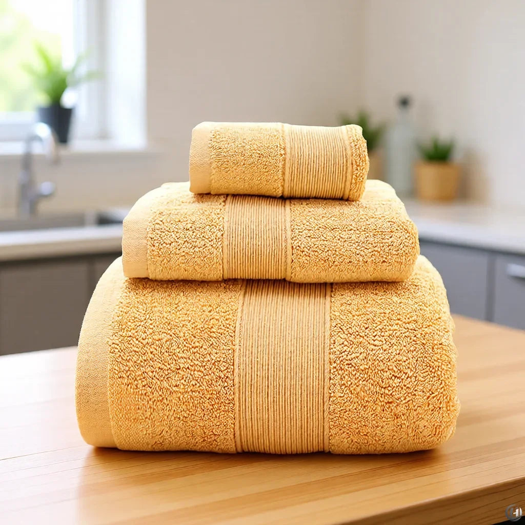 600 GSM Cotton Towel Set – 3 Pieces, Zero-Twist & Fluffy