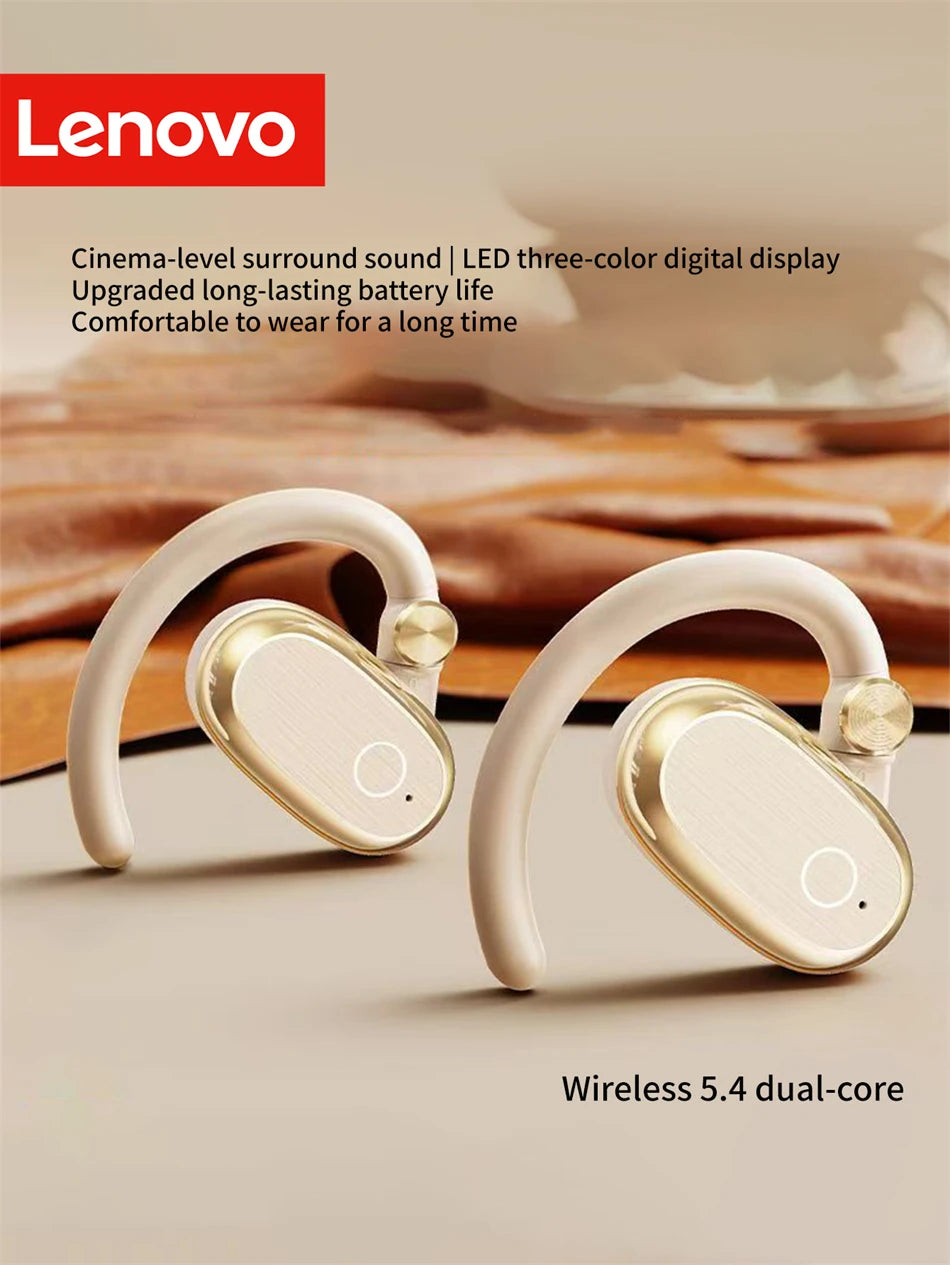 Lenovo EA366 Open-Ear Wireless Earbuds – Ear-Hook Bluetooth Headphones with Charging Case
