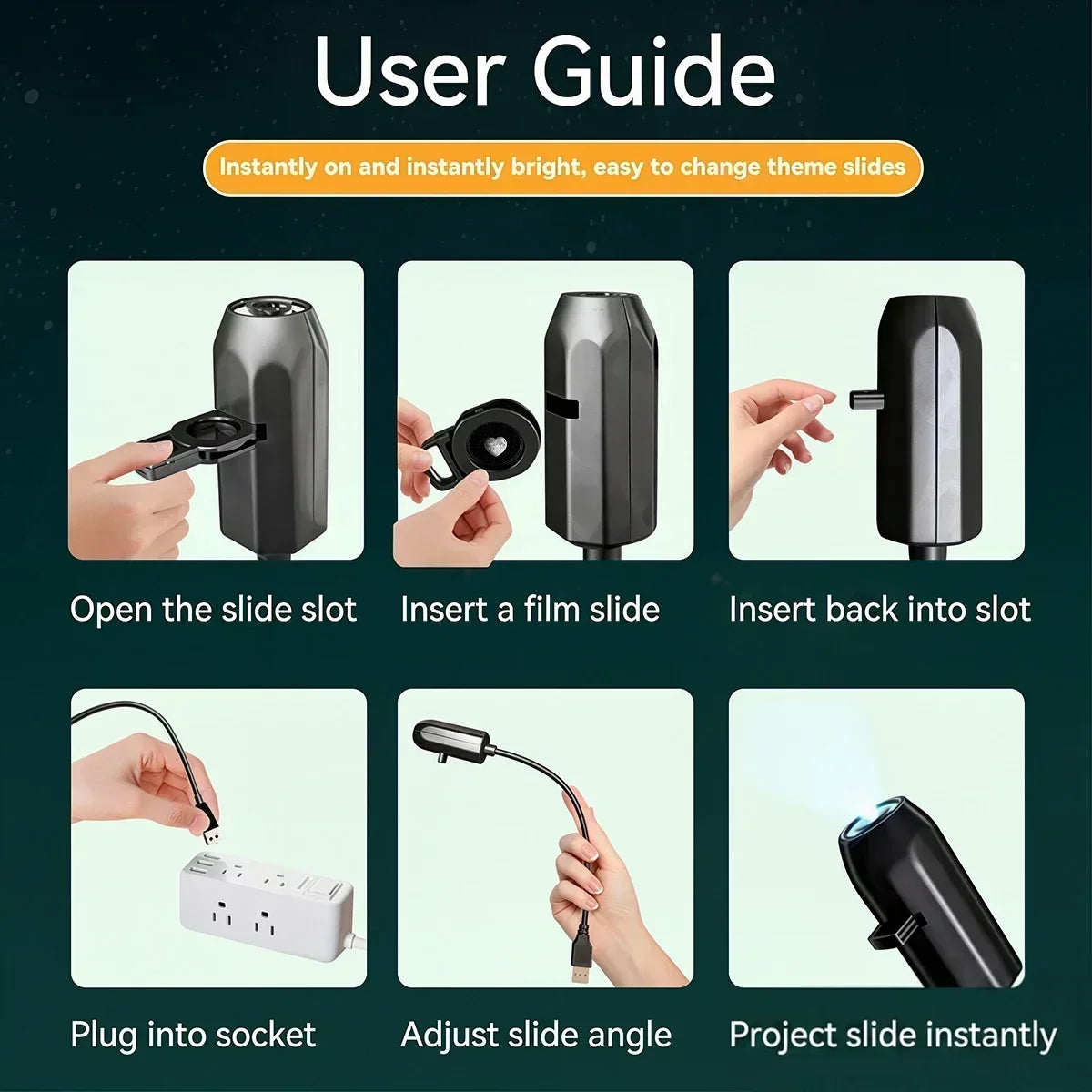 USB Christmas Projector Lamp with Flexible Gooseneck – Car & Desk