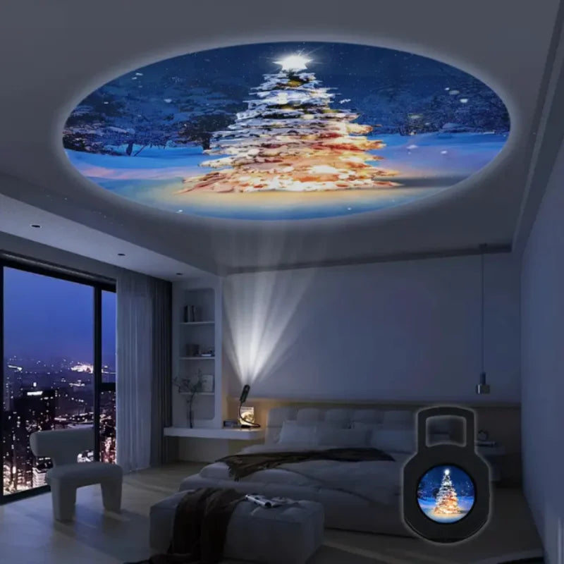 Mini USB Christmas Projector – Santa, Snowman & Tree Patterns
