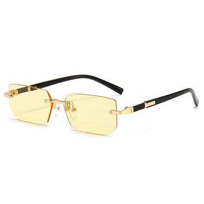 Rimless Rectangle Sunglasses | Trendy Small Square Summer Shades