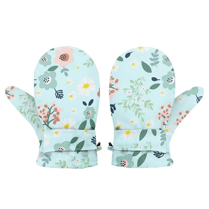 Fleecefütterte Kinder-Schneemützen mit Blumenmuster und Verlustschutzclip
