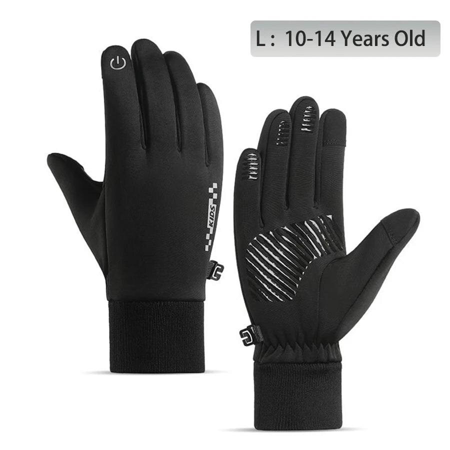 Kids' Fleece-Lined Touchscreen Winter Gloves – Non-Slip (Ages 5–14)