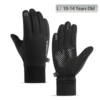 Fleecegefütterte Winter-Touchscreen-Handschuhe für Kinder – Rutschfest (Alter 5–14)