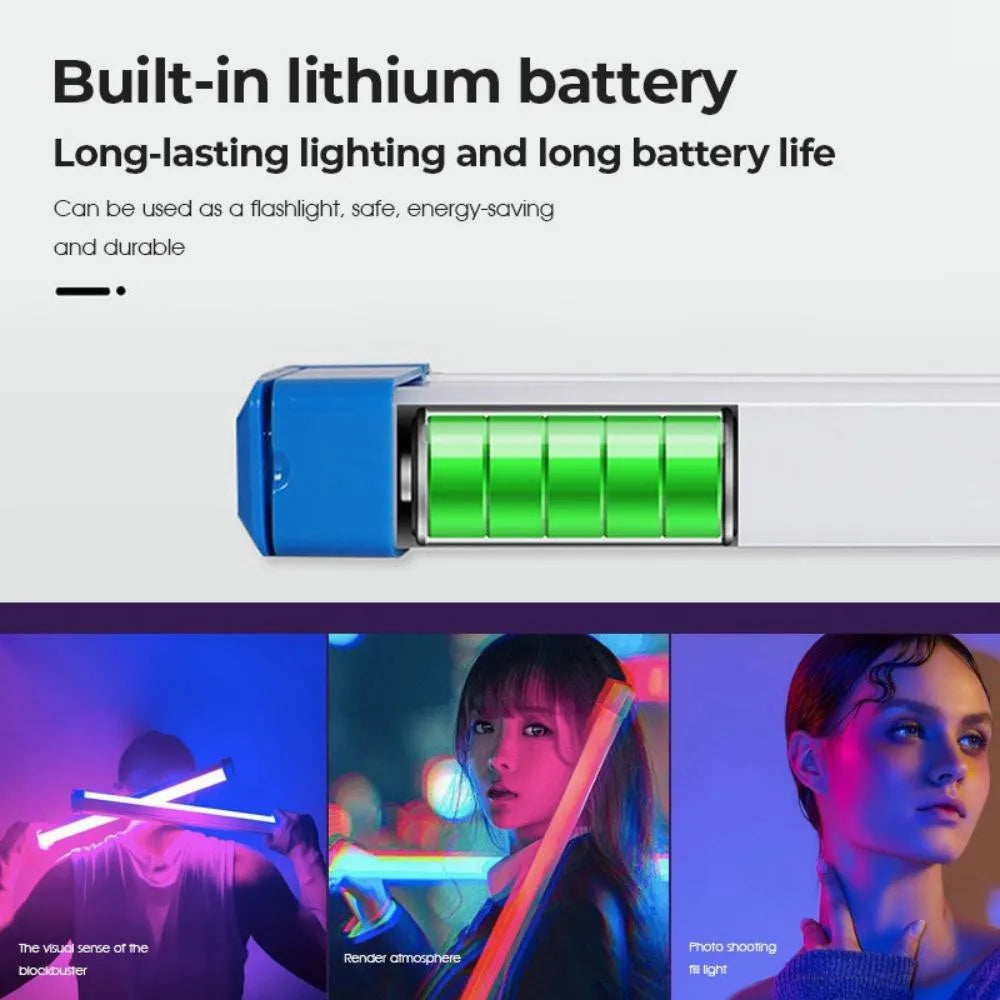 أنبوب إضاءة LED بنظام RGB - عصا إضاءة يدوية قابلة لإعادة الشحن، 17 أو 32 سم