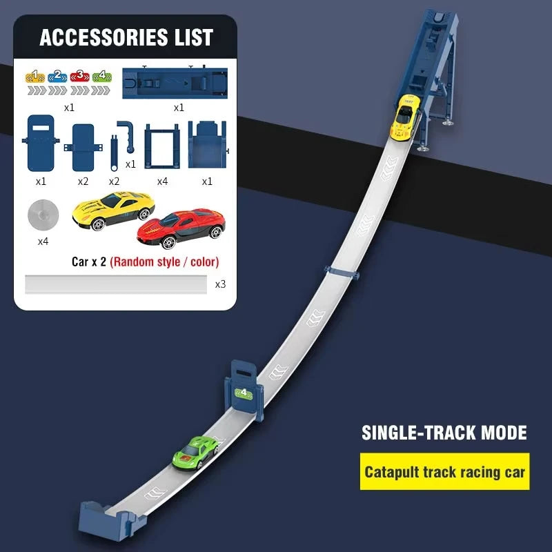Race Track Car Ramp Toy – Gliding Rail Racing Set for Toddlers