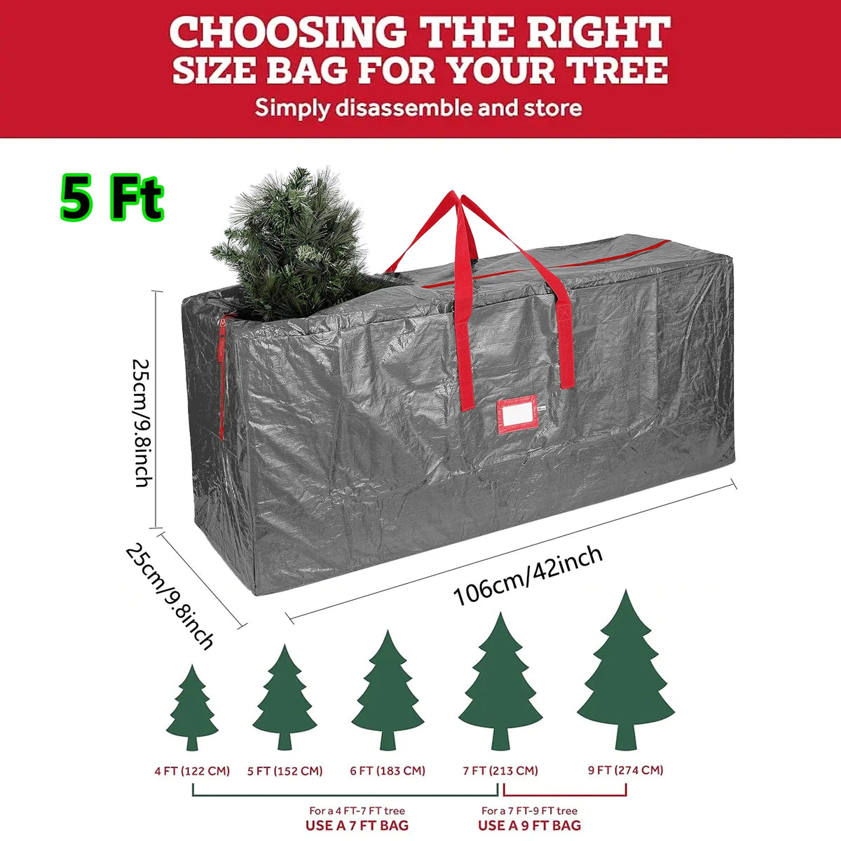 Christmas Tree Storage Bag – Fits Up to 9 ft Artificial Trees, with Handles