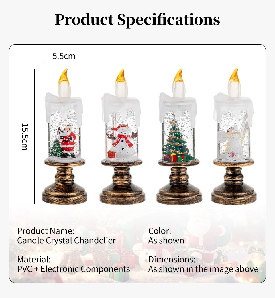 LED Candles Lights Christmas Lights Flameless Christmas Snow Globe Candle Light Home Decorative Candles Christmas Decorations