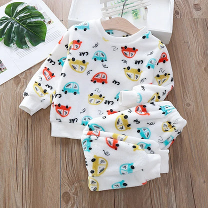 Kids' Flannel Fleece Pajama Set – Warm Toddler Sleepwear, 9 Months–6T