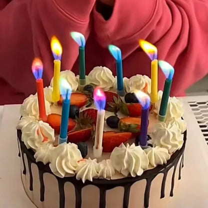 Colourful Flame Candles | 6, 12 or 18-Pack | Birthday, Wedding & Cake Decoration Candles