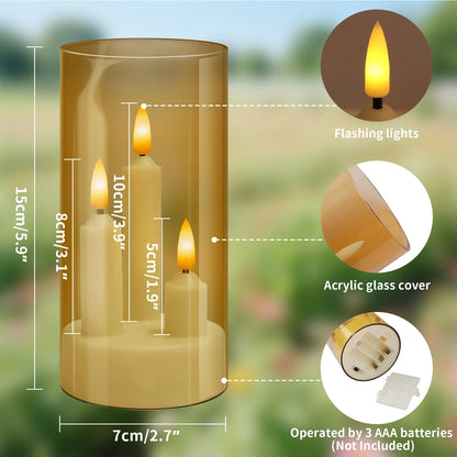 Flammenlose 3-in-1 LED-Stumpenkerzen mit 15-cm-Lampenschirm | 4 Farben | Weihnachts- & Hochzeitsdekoration