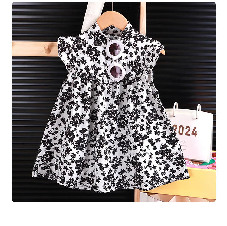 Girls' Breathable A-Line Beach Dress - Soft Summer Holiday Dress, Sizes 80-140cm