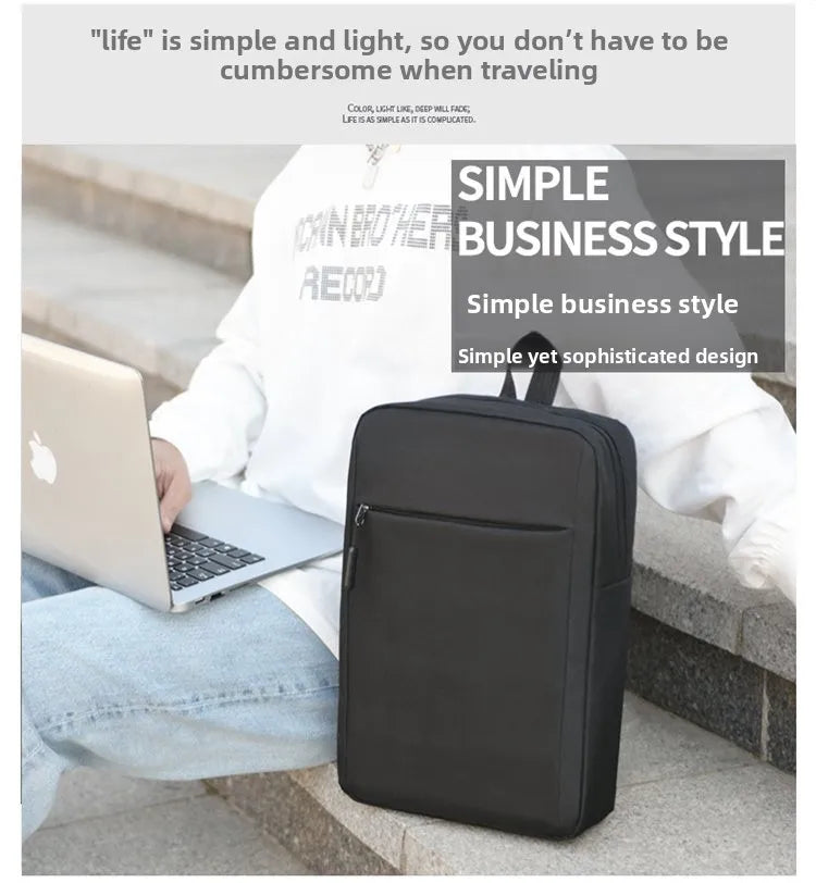 Minimalist Commuter Laptop Backpack - Solid Colour Large Capacity Business Bag