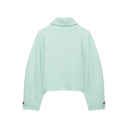 TF·MLN Türkisfarbene kurze Damen-Reißverschlussjacke
