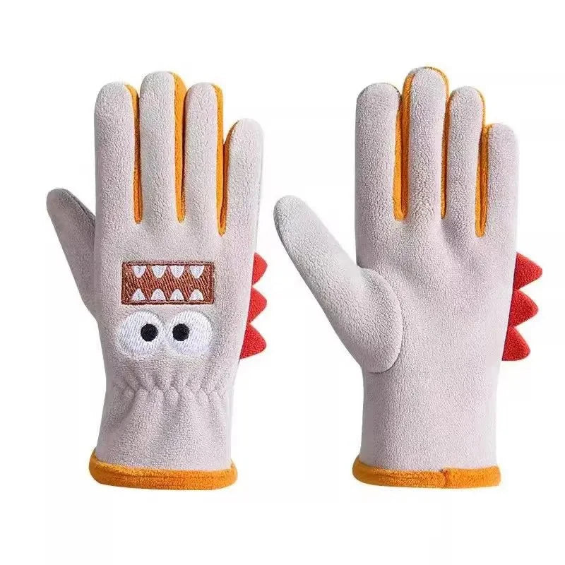 Kids' Plush Five-Finger Winter Gloves – Ages 6–12