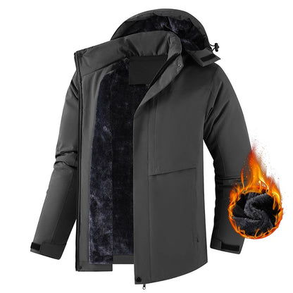 Lzlltt Herren-Winterjacke mit Kapuze und Taschen
