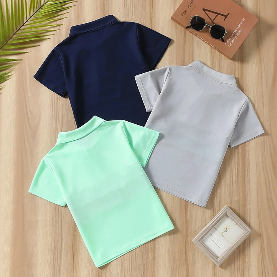Boys' Striped Polo Shirt Multipack - Short Sleeve Casual Tops, 1, 2 or 3 Pieces