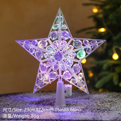 Glitzernder Stern als Christbaumspitze – 15 cm funkelnder Stern-Baumschmuck